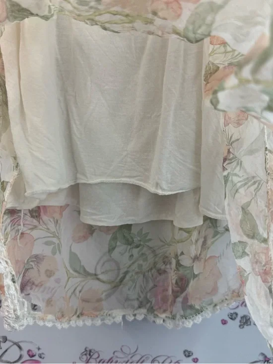 Tank top Italy dual Floral Chiffon Spaghetti Strap Tank Top - Soft Pastel Blooms - Picture 5 of 10